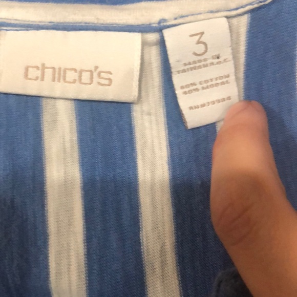 Chico’s Size 3/Extra Large Striped Button V Neck Blouse - Picture 11 of 12
